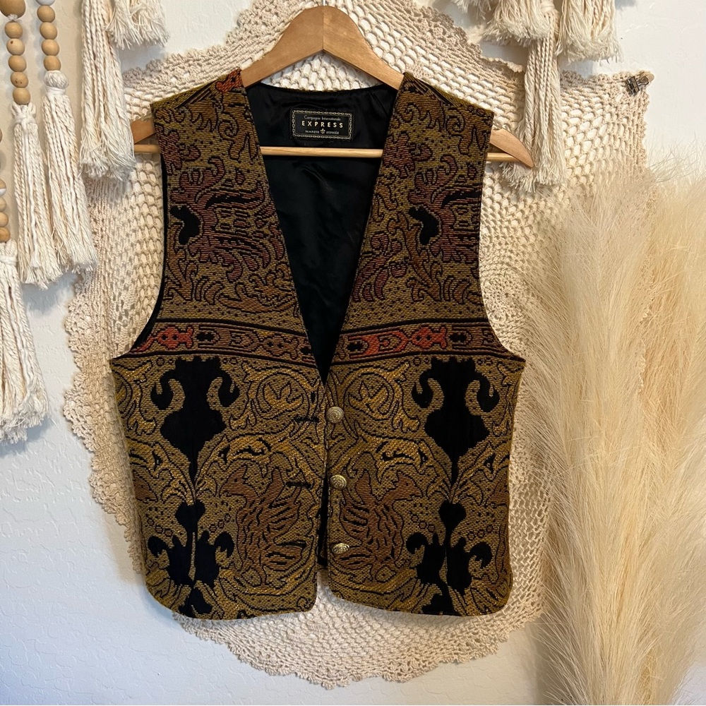 Vintage EXPRESS Campaign International - Woven Tapestry Vest